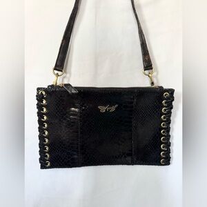 Sharif EUC snake print embossed leather mini bag